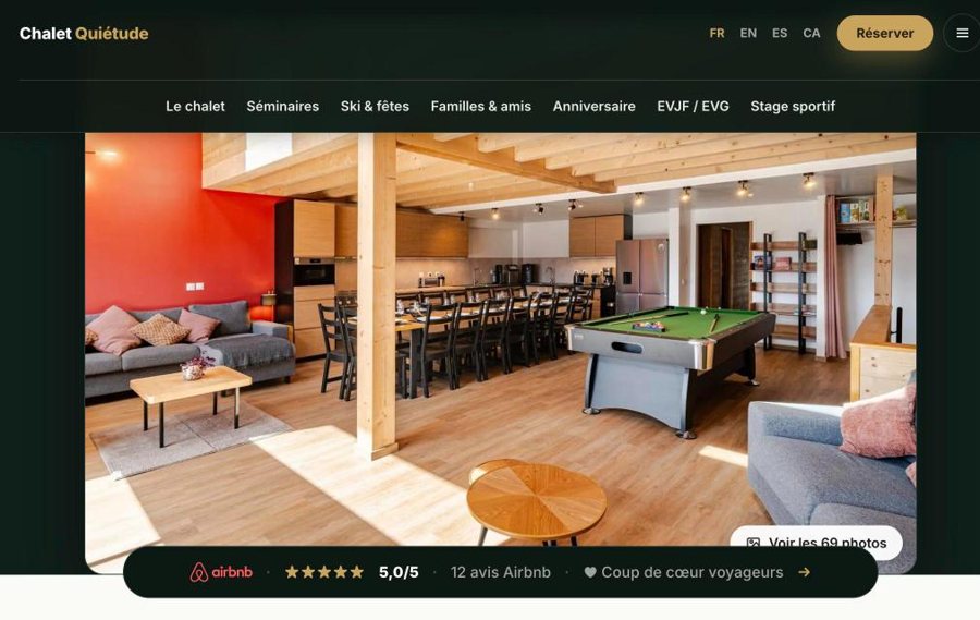Site vitrine de Chalet Quiétude